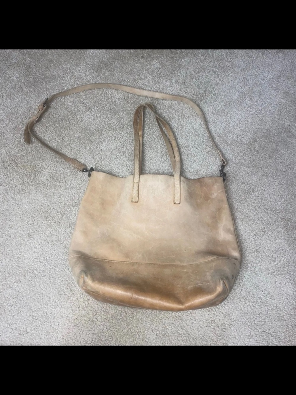 Able Leather Tote in Light Tan/Cream